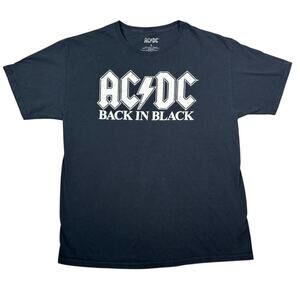 AC/DC Back In Black Graphic Band T-Shirt Men’s Size‎ L Black Rock Tee